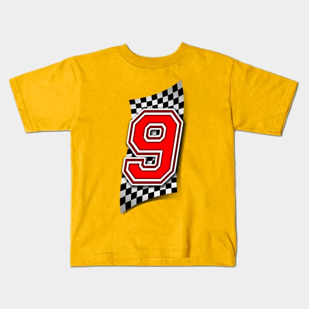 Racer Number 9 Kids T-Shirt by Adatude